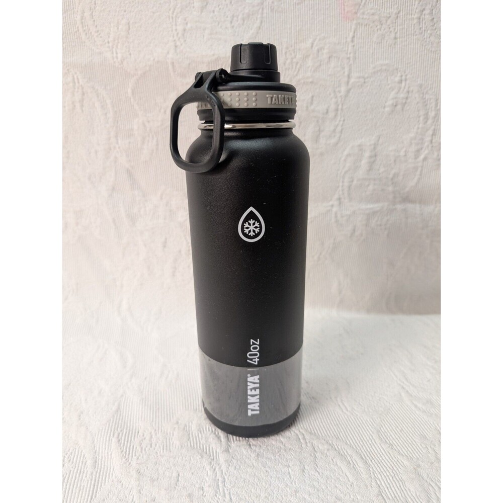 Takeya metal Water Bottle Black 40 Oz Double Wall Stainless Steel Screw Top